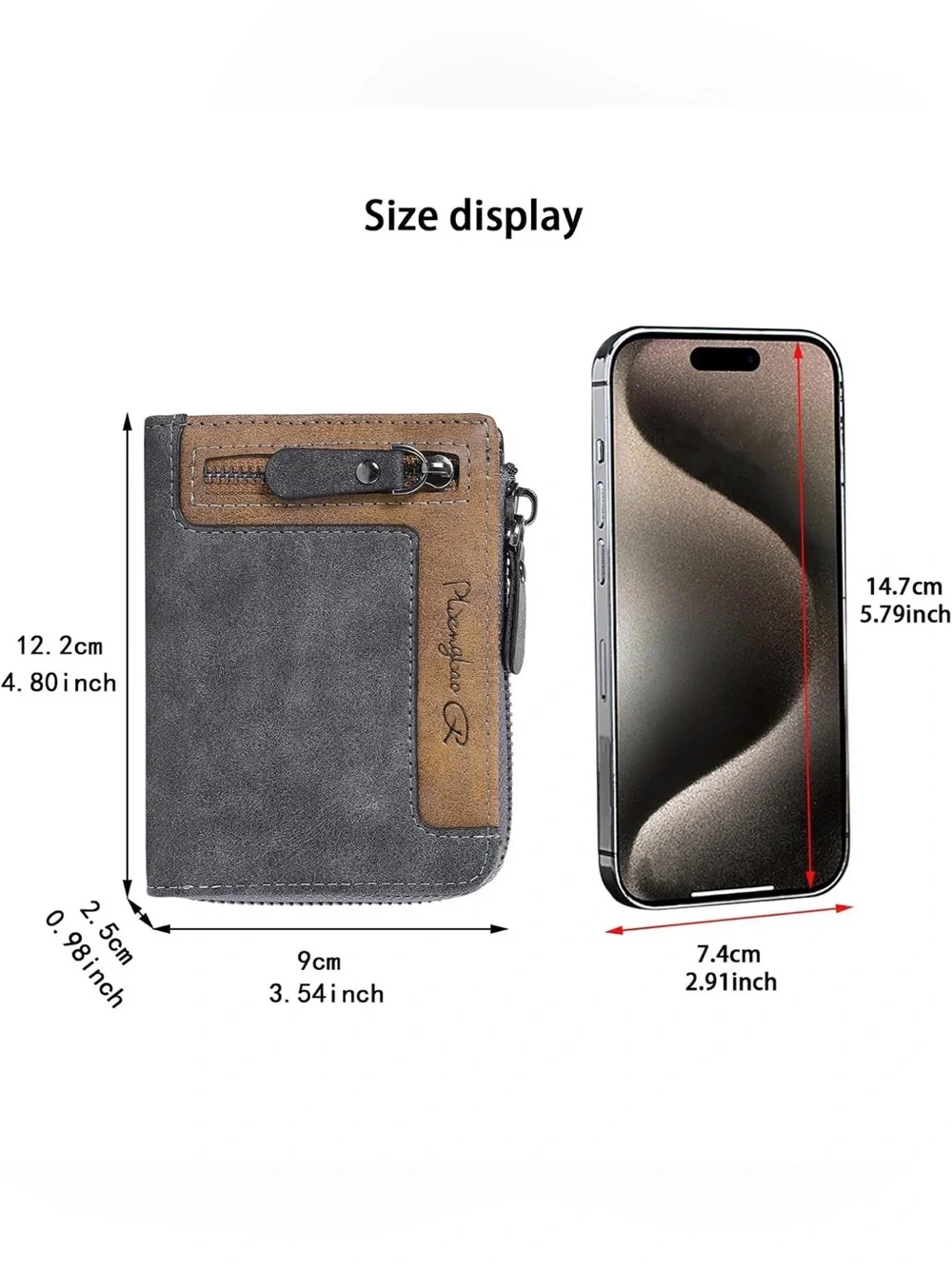 Pidengbao (USED) Two-Tone Gray & Brown Zip Card Holder Wallet
